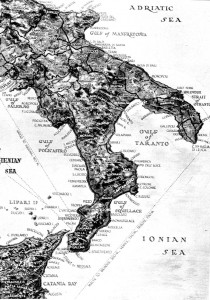 Carta geografica americana dell'Italia meridionale